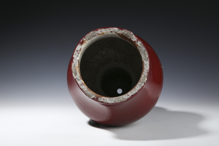 古玩陶瓷清中·紅釉葫蘆形廟頂拍賣，當前價格18000元