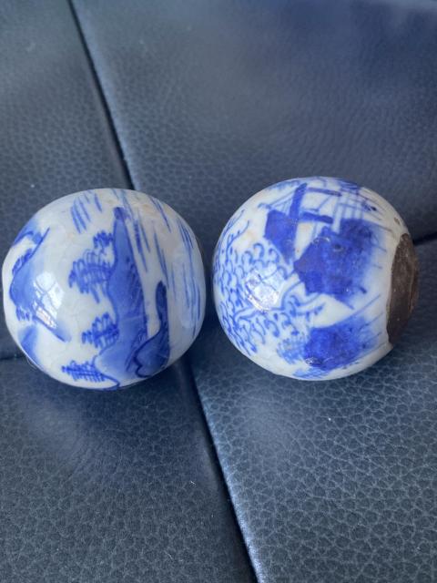 古玩陶瓷晚清山水紋青花磁珠拍賣，當前價格980元