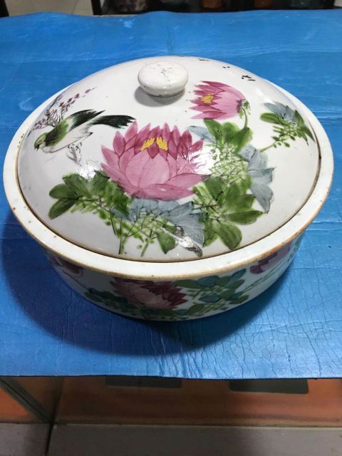古玩陶瓷淺降彩花鳥一品鍋拍賣，當前價格1580元