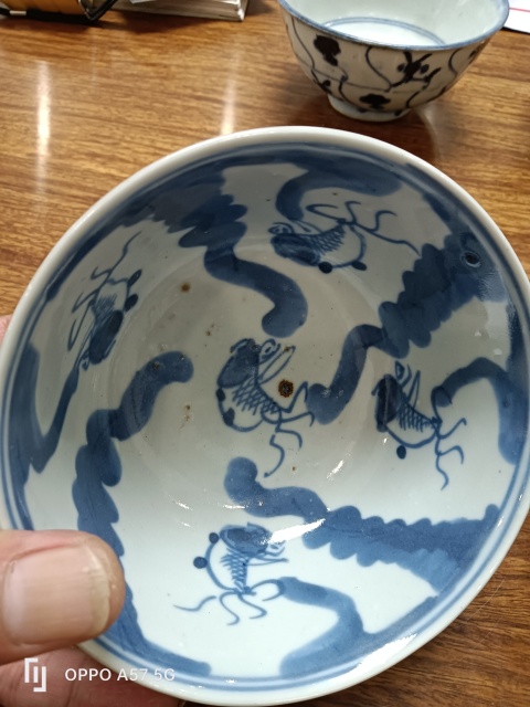 古玩陶瓷晚清外紫金釉內青花金玉滿堂碗拍賣，當前價格900元