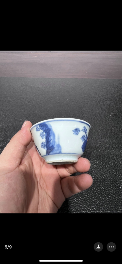 古玩陶瓷清代康熙人物紋青花杯拍賣，當前價格2500元