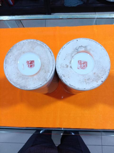 古玩陶瓷淺降花鳥帽筒一對拍賣，當前價格1800元