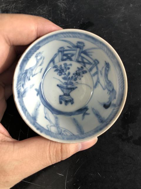 古玩陶瓷外紫金內青花花卉斗雞圖杯碟拍賣,當前價格4680元