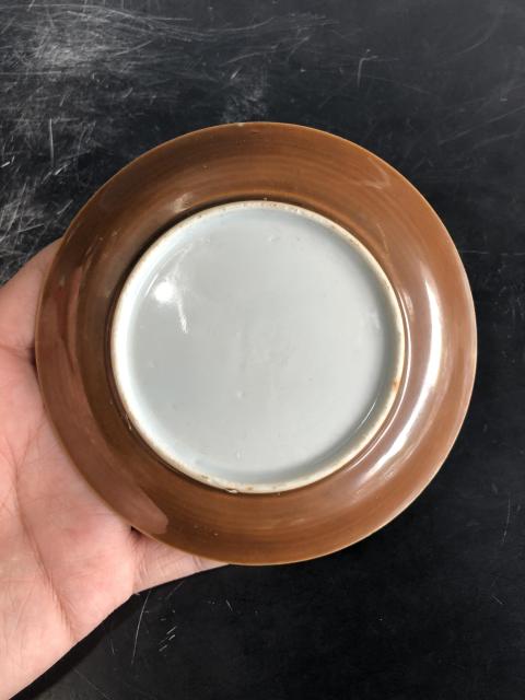 古玩陶瓷外紫金內青花花卉斗雞圖杯碟拍賣,當前價格4680元