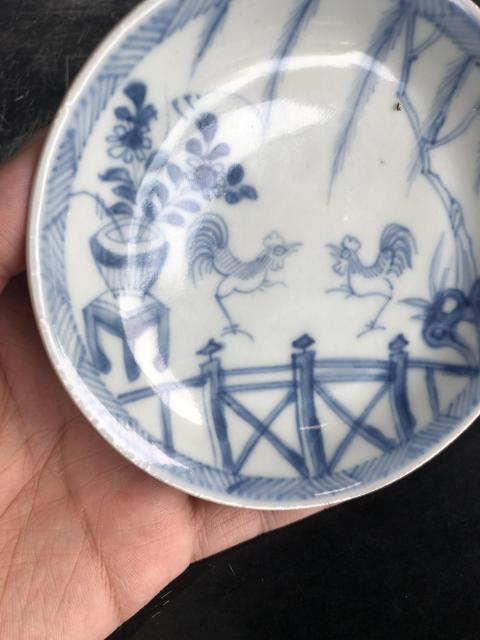 古玩陶瓷外紫金內青花花卉斗雞圖杯碟拍賣,當前價格4680元