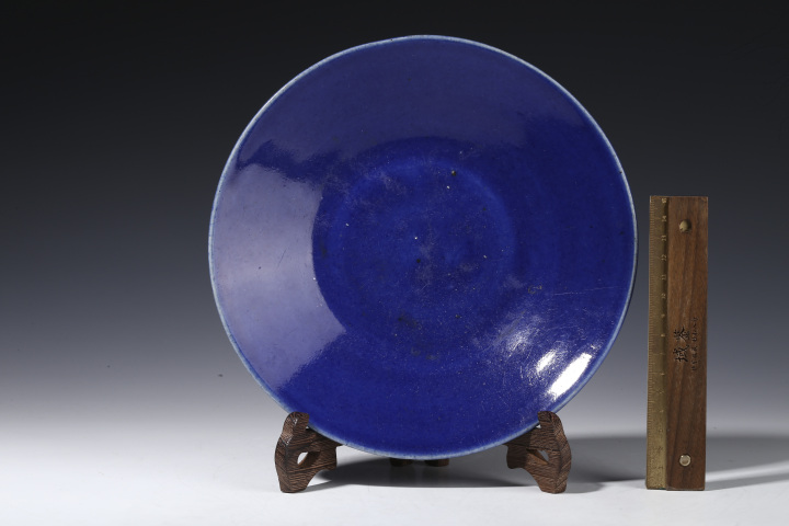 古玩陶瓷清·霽藍(lán)釉盤拍賣，當(dāng)前價(jià)格1500元