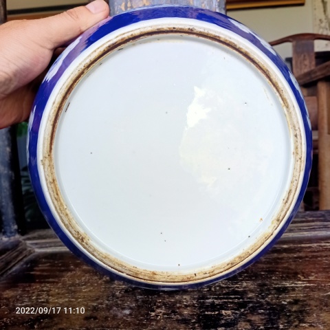古玩陶瓷晚清青花留白梅紋開光瑞獸紋青花罐拍賣，當前價格6666元
