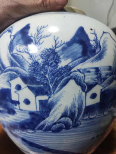 古玩陶瓷清代乾隆山水紋青花罐拍賣,當前價格4688元