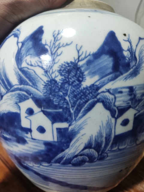 古玩陶瓷清代乾隆山水紋青花罐拍賣,當前價格4688元