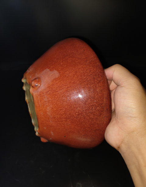古玩陶瓷紅釉三乳足香爐拍賣，當(dāng)前價(jià)格3800元