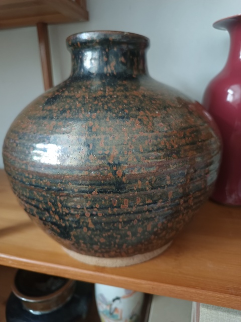 古玩陶瓷清晚磁州窯鐵銹花大罐拍賣，當前價格600元