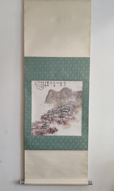 古玩字畫李可染入室弟子已故湖南名家湯萬清山水圖立軸拍賣,當前價格1888元