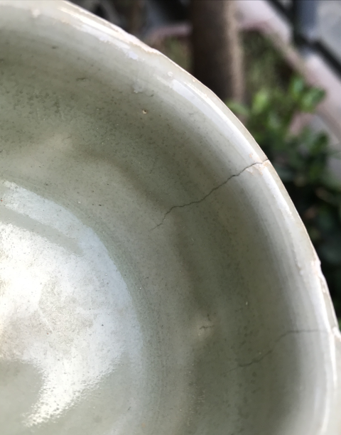 古玩陶瓷越窯系青瓷花口杯拍賣，當前價格1800元