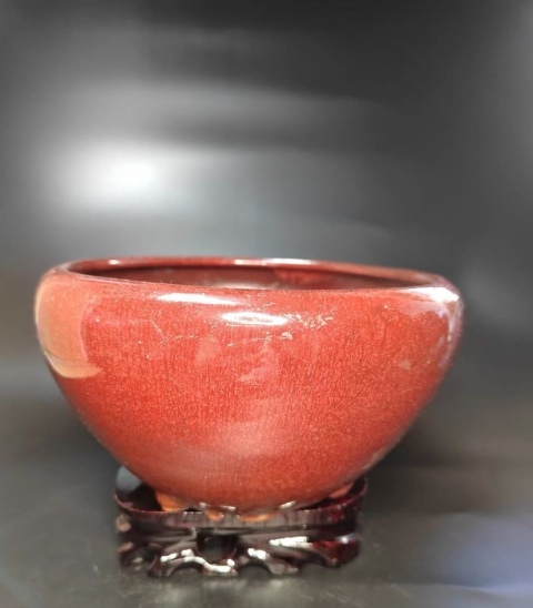 古玩陶瓷（晚清）紅釉香爐拍賣，當前價格900元