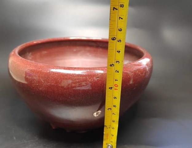 古玩陶瓷（晚清）紅釉香爐拍賣，當前價格900元