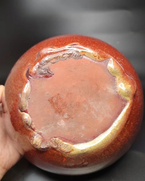 古玩陶瓷（晚清）紅釉香爐拍賣，當前價格900元