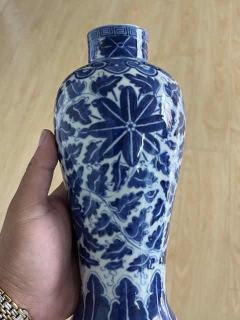 古玩陶瓷晚清宣德年制款花卉紋青花瓶拍賣，當前價格2500元
