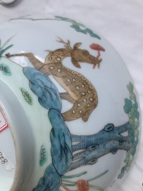 古玩陶瓷晚清粉彩鶴鹿同春紋碗拍賣，當(dāng)前價(jià)格4500元