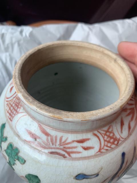 古玩陶瓷清代中期花鳥紋彩繪將軍罐拍賣，當(dāng)前價格2000元