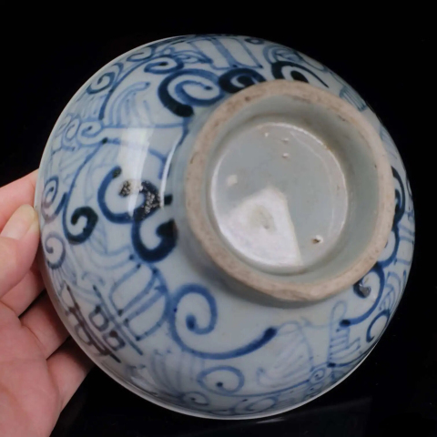 古玩陶瓷晚清纏枝花囍字紋青花碗一對(duì)拍賣，當(dāng)前價(jià)格199元