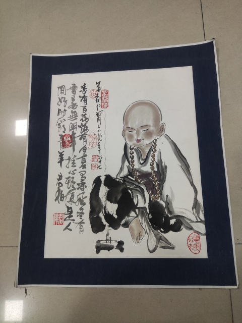 古玩字畫中國美術家協會已故名家周仁輝《小和尚》拍賣,當前價格369元