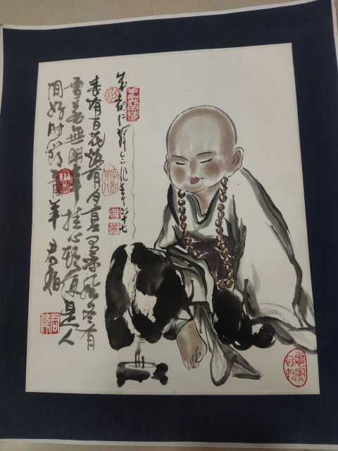 古玩字畫中國美術家協會已故名家周仁輝《小和尚》拍賣,當前價格369元