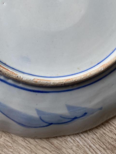 古玩陶瓷日本大正山水紋青花盤拍賣，當前價格350元