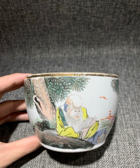 古玩陶瓷【望月樓】民國人物紋彩繪蓋缸拍賣,當前價格1000元