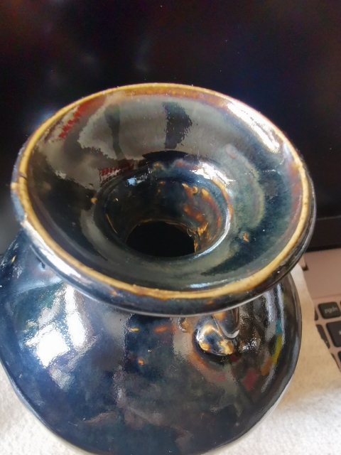 古玩陶瓷【望月樓】民國時期磁州窯黑釉三系盤口壺拍賣，當前價格288元