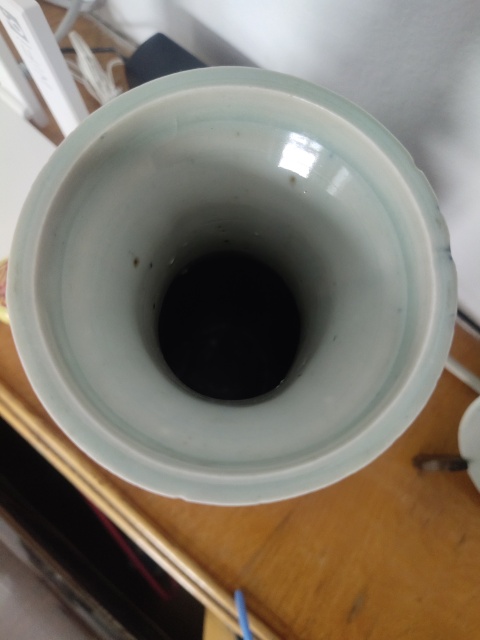 古玩陶瓷（全品）青花淡描花卉喜字盤口瓶拍賣，當前價格2888元