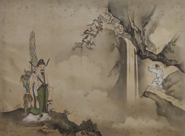 古玩字畫清末民初鐘進士絹本人物鏡片帶實木原框拍賣，當前價格3888元