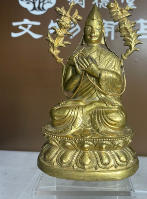 古玩銅器清代中期銅鎏金宗喀巴造像拍賣，當前價格16999元