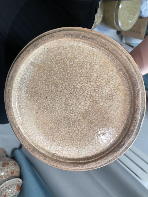 古玩陶瓷晚清景德鎮(zhèn)哥釉礬紅花卉紋將軍罐拍賣，當前價格45000元