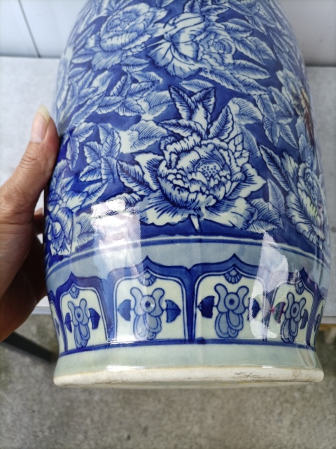 古玩陶瓷青花牡丹花卉雙鋪耳瓶拍賣，當(dāng)前價(jià)格900元
