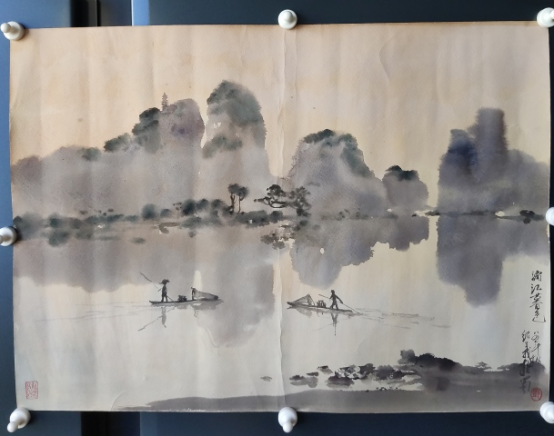 古玩字畫老中美協會員中國舞美學會理事鄧紹義水彩畫漓江暮色軟片拍賣，當前價格999元