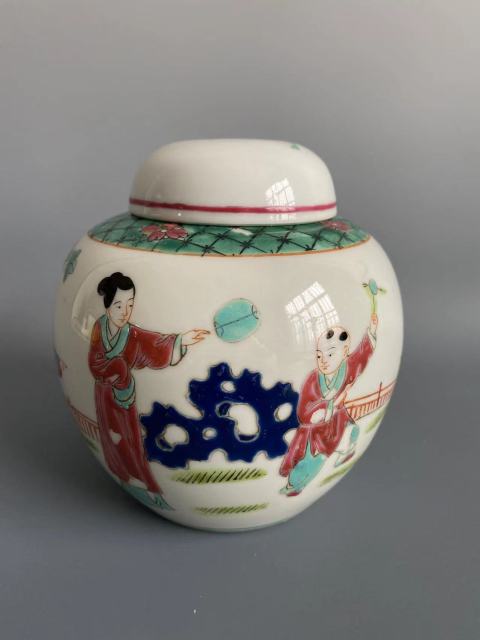 古玩陶瓷民國時期粉彩人物罐拍賣,當前價格1999元