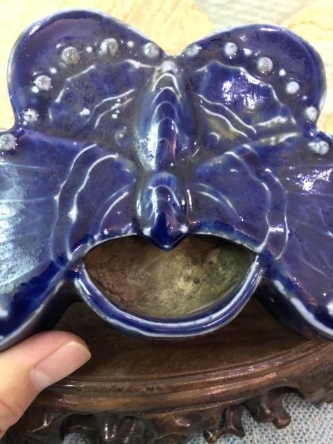 古玩陶瓷新春放漏民國】霽藍釉蝴蝶型文房器拍賣,當前價格3300元