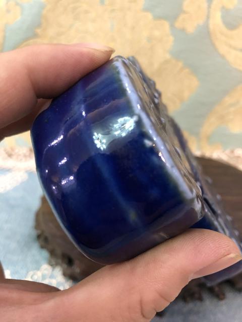 古玩陶瓷新春放漏民國】霽藍釉蝴蝶型文房器拍賣,當前價格3300元