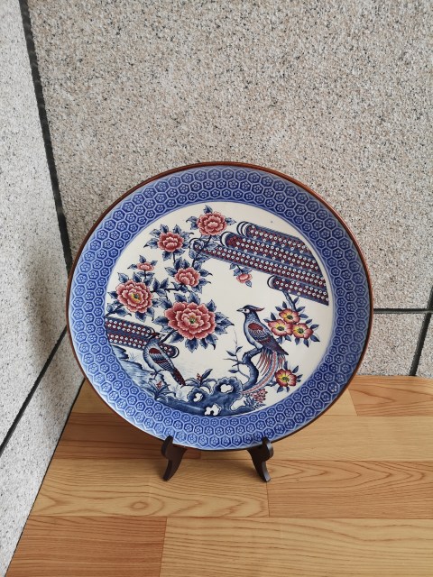 古玩陶瓷六十至八十年代青花粉彩花鳥紋盤拍賣，當(dāng)前價(jià)格680元