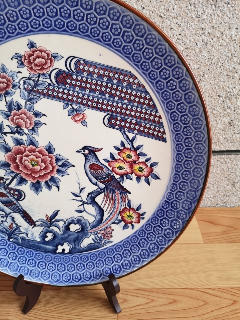 古玩陶瓷六十至八十年代青花粉彩花鳥紋盤拍賣，當(dāng)前價(jià)格680元