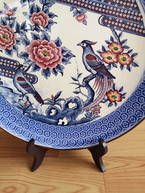 古玩陶瓷六十至八十年代青花粉彩花鳥紋盤拍賣，當(dāng)前價(jià)格680元