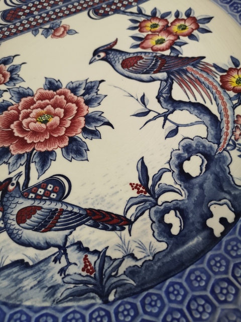 古玩陶瓷六十至八十年代青花粉彩花鳥紋盤拍賣，當(dāng)前價(jià)格680元