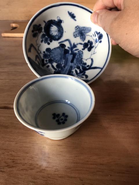 古玩陶瓷清代康熙花卉紋青花杯盤拍賣,當前價格999元