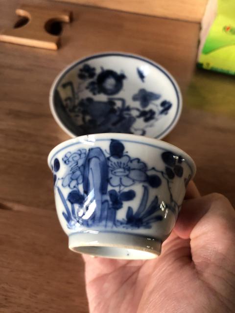 古玩陶瓷清代康熙花卉紋青花杯盤拍賣,當前價格999元