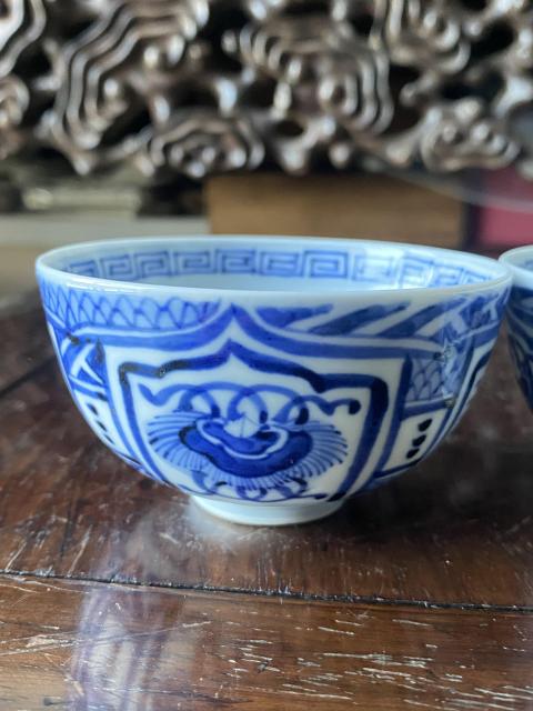 古玩陶瓷清末青花杯一對拍賣，當前價格600元