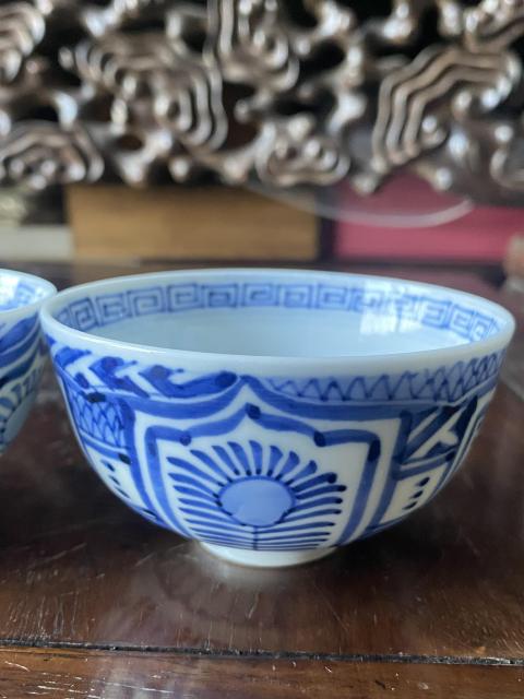 古玩陶瓷清末青花杯一對拍賣，當前價格600元