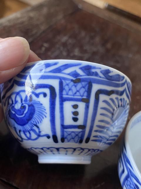 古玩陶瓷清末青花杯一對拍賣，當前價格600元