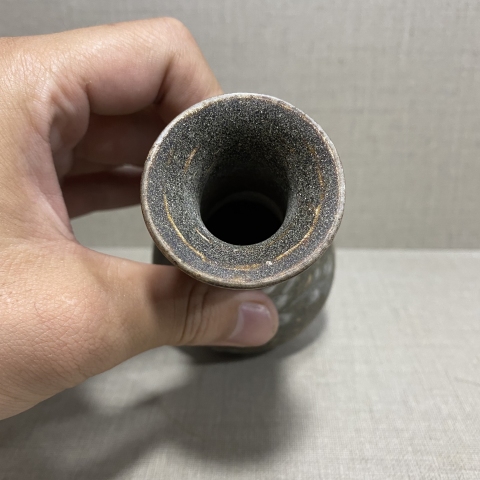 古玩陶瓷宋代褐釉點彩長頸瓶拍賣，當前價格1999元
