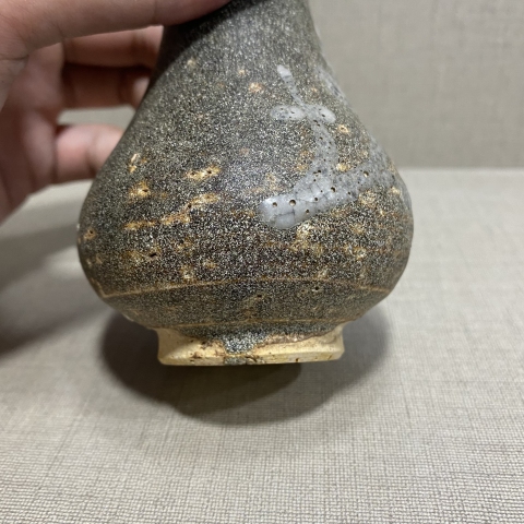 古玩陶瓷宋代褐釉點彩長頸瓶拍賣，當前價格1999元