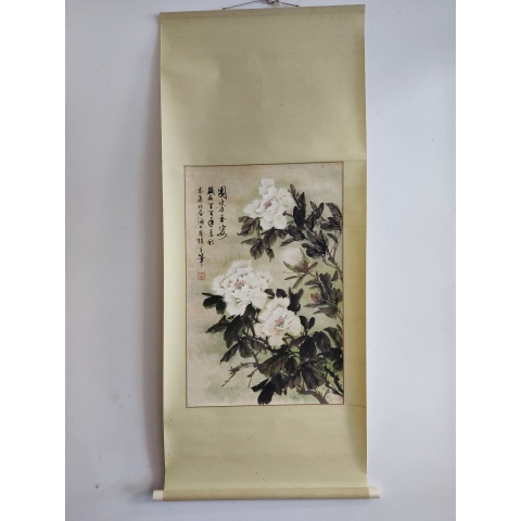 古玩字畫海派名家黃幻吾入室弟子周志康園芳玉姿手工原裱立軸拍賣,當前價格1688元